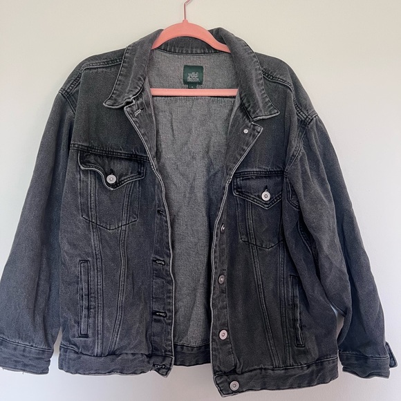 Oversized Black Denim Jacket - Picture 1 of 3